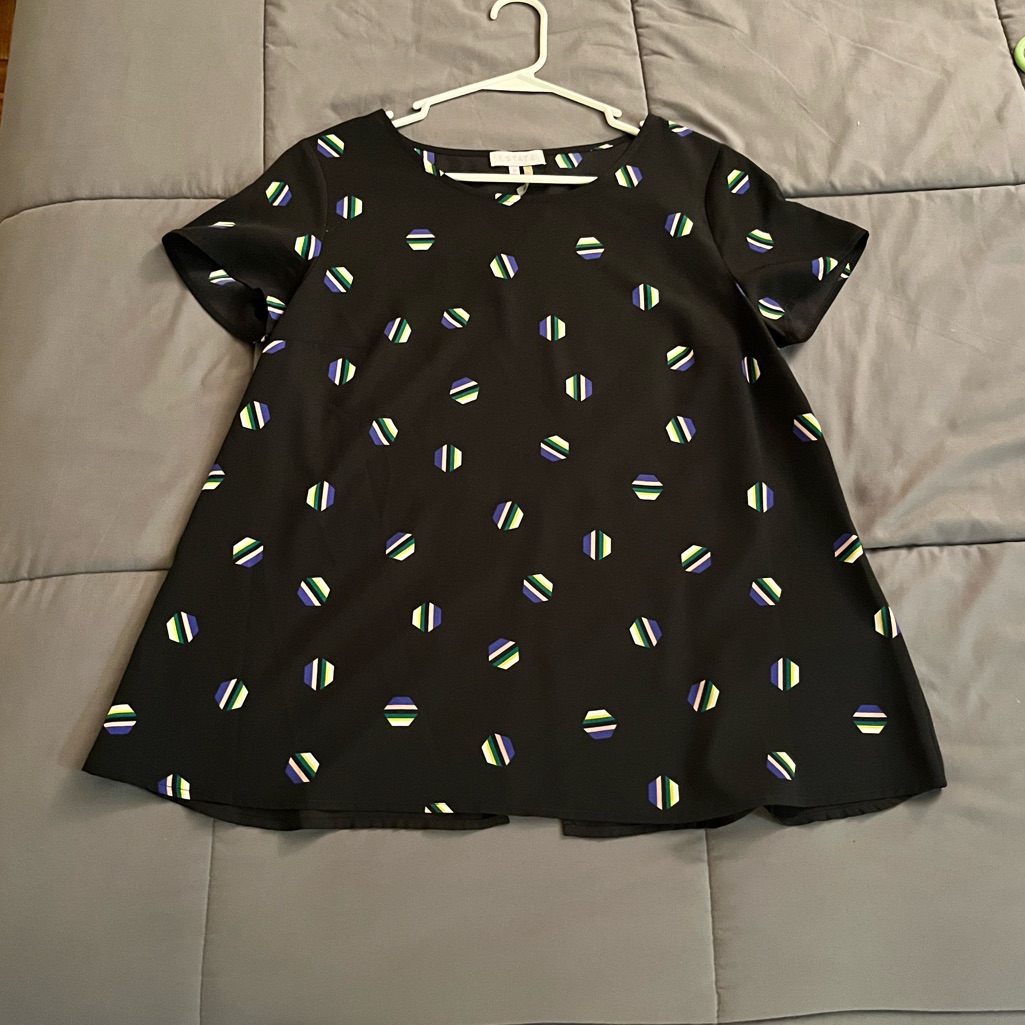 1state Black Patterned Top
